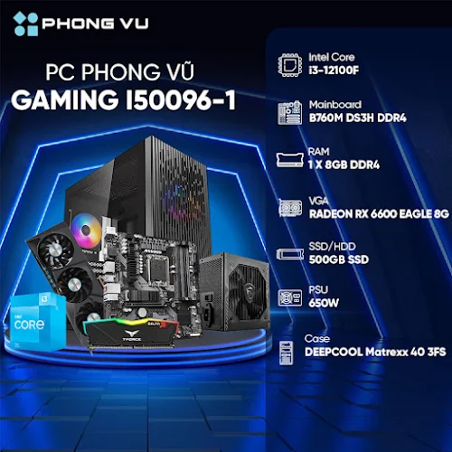 PC PV Gaming I50096-1 (i3-12100F/8GB/500GB SSD/RX 6600/No OS)