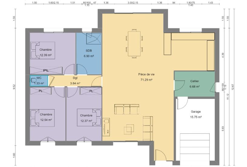  Vente Terrain + Maison - Terrain : 534m² - Maison : 123m² à Sainte-Maure-de-Touraine (37800) 