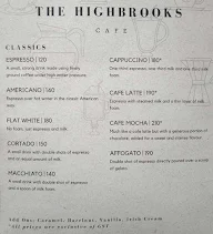 The Highbrooks Cafe menu 1