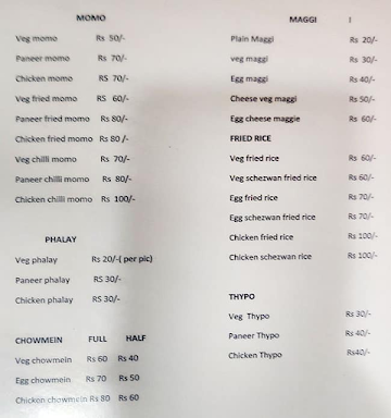 Momo Parlour menu 