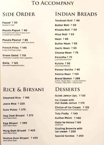 Moti Mahal Delux menu 