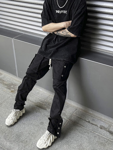 Title 1, Breasted Slit Drawstring Cargo Pants, versatile...