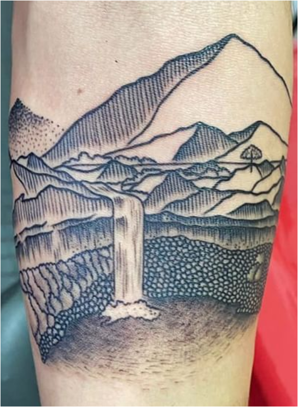 Micro Centro Waterfall Tattoo