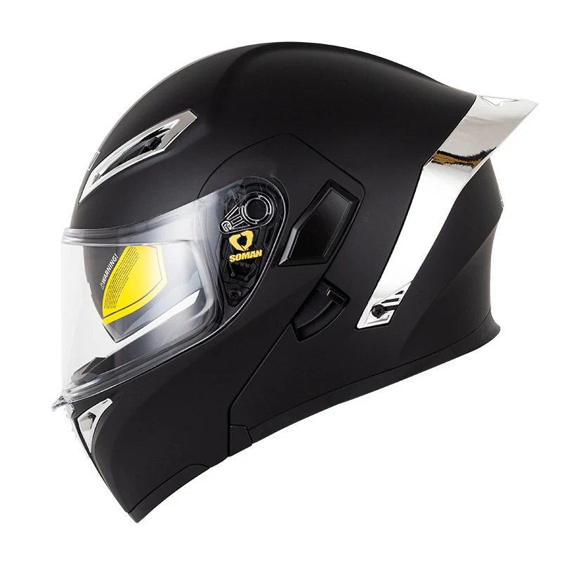 Casque de moto double lentille exposée pour hommes et femmes, offrant sécurité et style. Profitez d'une protection optimale et d'une visibilité claire.