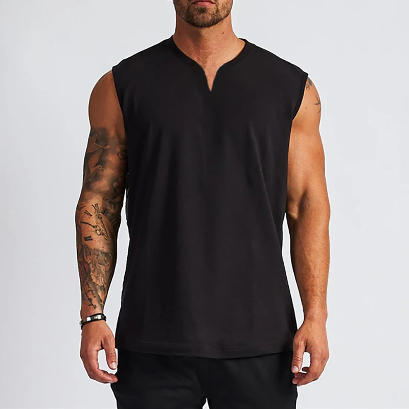 Effen V-hals mouwloze T-shirt vest voor outdoor training, hardlopen, vrije tijd en sport. Perfecte combinatie van comfort en stijl!