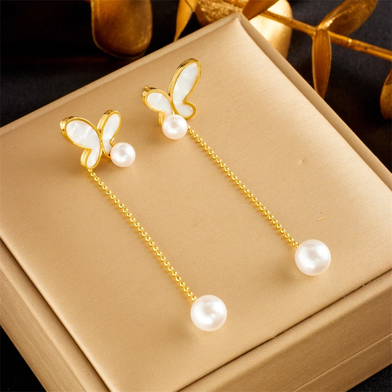 Aretes de moda con borlas de mariposa asimétricas, perfectos para cualquier ocasión, elegantes y versátiles para lucir radiante.