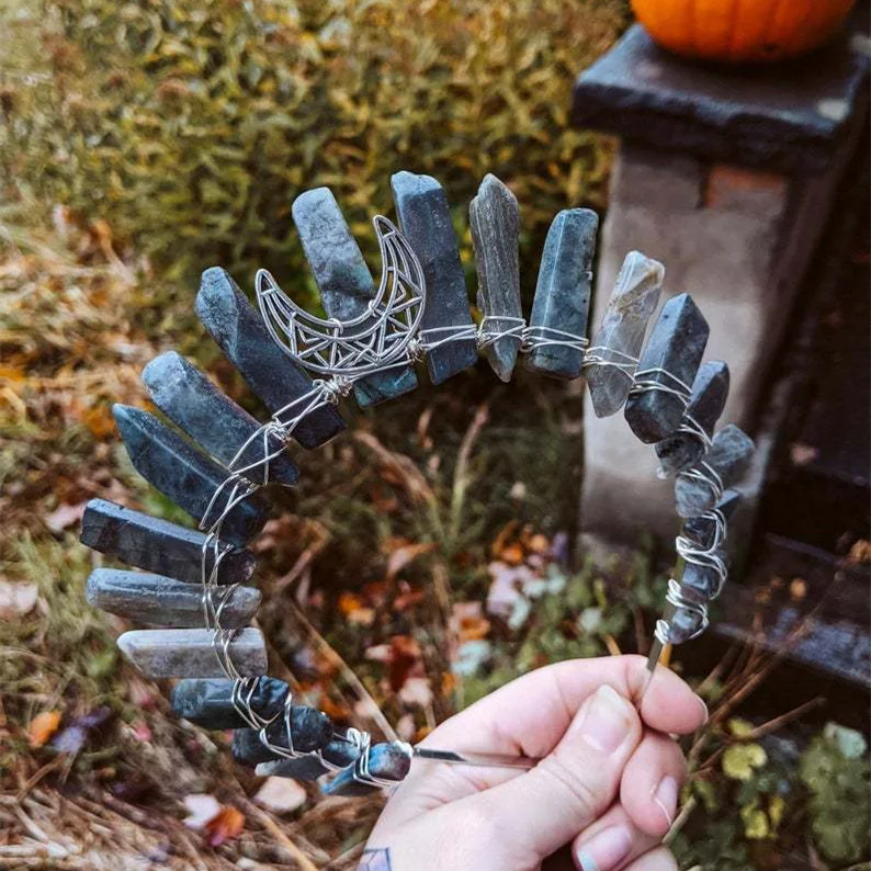 Natuurlijke grijze labradoriet DIY-haarband Maak je eigen haarband met deze edelsteen. Geniet van een unieke en natuurlijke stijl.