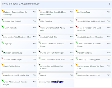 Suchali's Artisan Bakehouse menu 