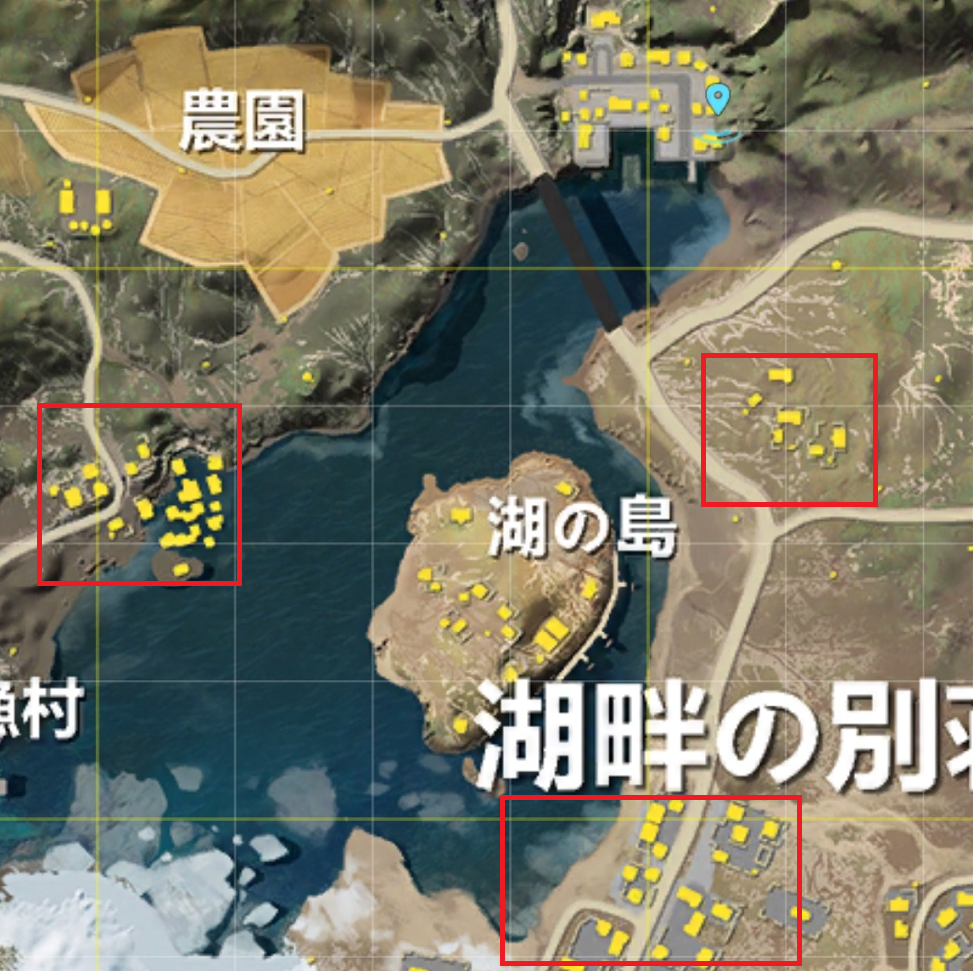 荒野行動 Knives Out 湖畔の別荘 湖の島 漁村の立ち回り