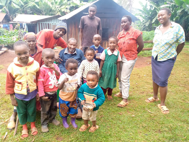 Salvatore Mbûî and his family after they were reunited on July 30 in Kiaragana, Runyenjes subcounty, Embu.