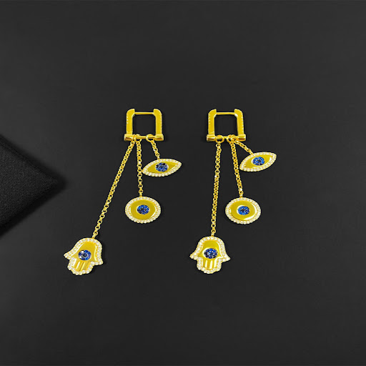 Title 2, Female Flowing Sufo Palm Long Earrings, elegant...