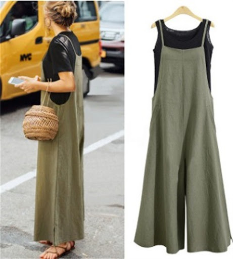 Title 4, Simple Womens Wide-leg Suspender Jumpsuit