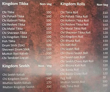 Arabian Kingdom menu 