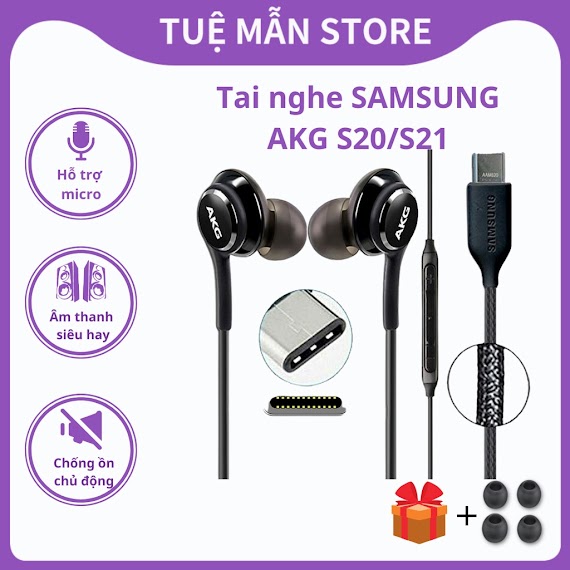 Tai Nghe Có Dây Samsung Akg Type C Note 10 Note20 S20 S21 S22, Tai Nghe Nhét Tai Gaming Phone Chống Ồn Cao Cấp - Tueman