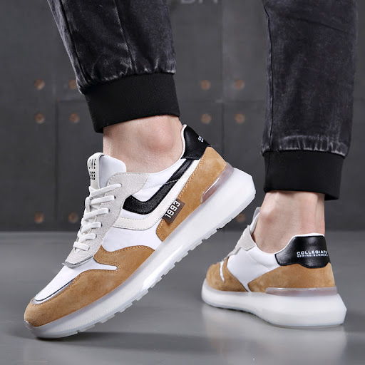 Title 2, Mens Casual Sports Shoes Leather Cloth Stitchi...
