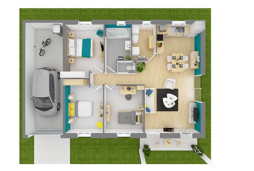  Vente Terrain + Maison - Terrain : 750m² - Maison : 80m² à Bellegarde-en-Forez (42210) 