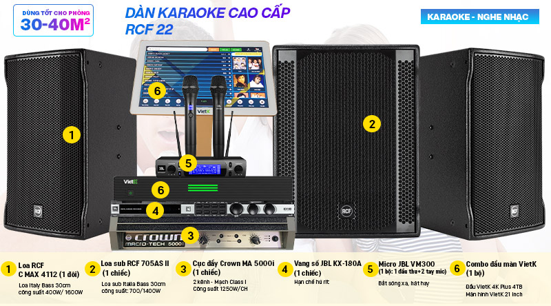 Dàn karaoke cao cấp RCF 22