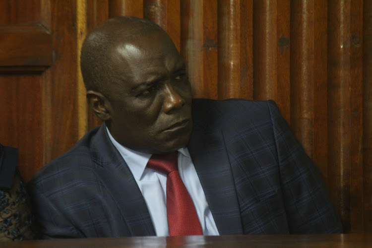 Former National Land Commission Chairman Muhammad Swazuri at a Milimani court when he appeared at a Milimani court on Monday,March 18 when he appeared over a fraud case. PHOTO/COLLINS KWEYU