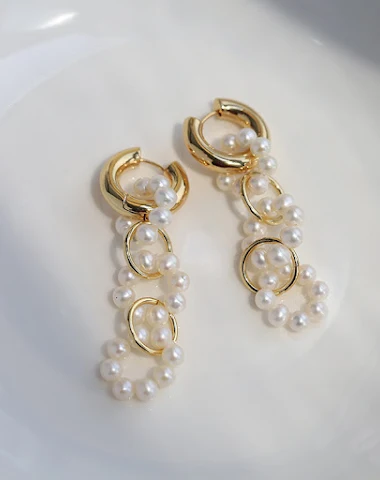 Vintage Pearl Circle Buckle Earring - 3