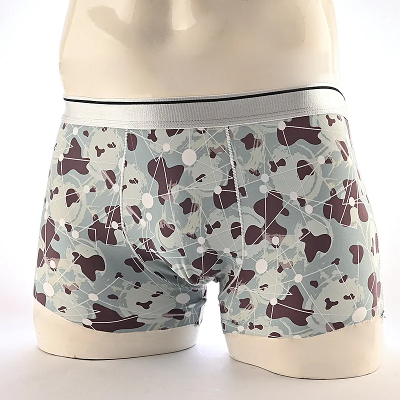 Heren cartoon boxershorts van ijszijde met bloemenprint, mid-waist, ademend voor optimaal comfort en een frisse uitstraling.