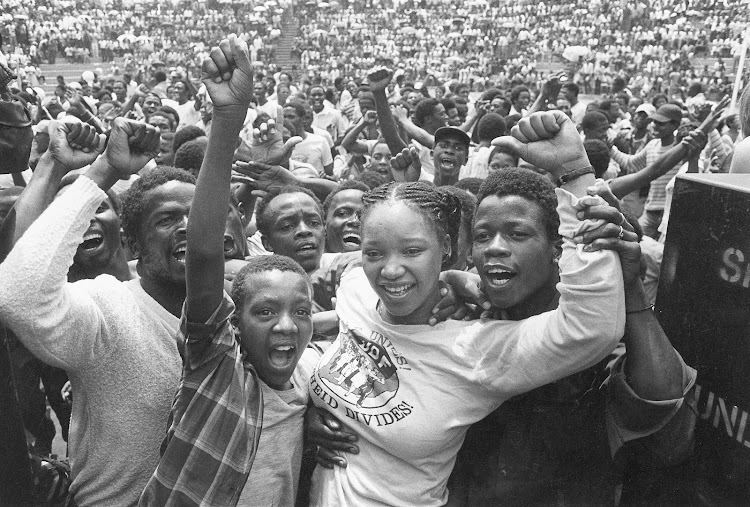 Zindzi Mandela during a UDF rally.