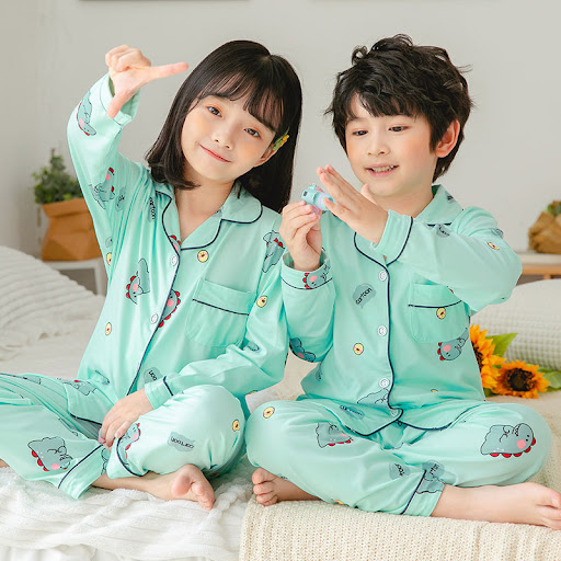 Title 4, Cute Cartoon Boys And Girls Lapel Pajamas Set, ...
