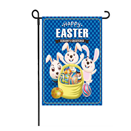 Title 4, Weather-resistant Burlap Easter Bunny Garden Fl...
