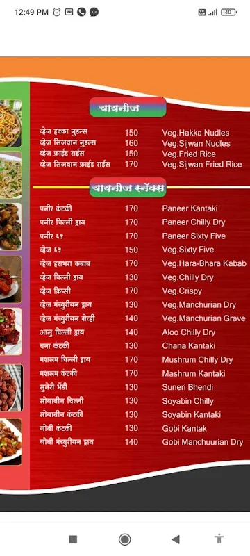 Hotel Aai Saheb menu 