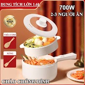 Nồi Hấp Chống Dính Đa Năng Nồi Lẩu Điện Mini Hai Lớp Với Nồi Hấp Có Thể Chiên, Rán, Luộc, Hấp