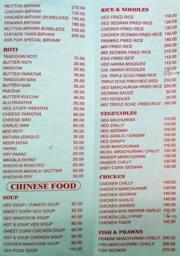 Mumbai Fancy menu 