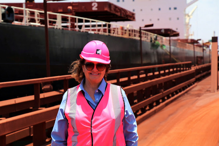 Gina Rinehart poses at Roy Hill's berths in Port Hedland, Australia in this undated photo obtained on January 23, 2018. File Picture: Hancock Prospecting/Handout via REUTERS