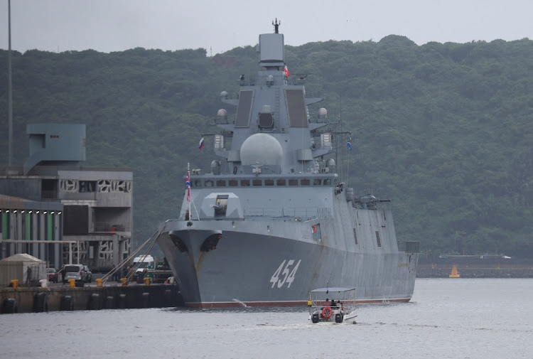 Russian frigate Admiral Gorshkov is docked en route to scheduled naval exercises with the South African and Chinese navies in Durban, in this February 17 2023 file photo. Picture: ROGAN WARD/REUTERS