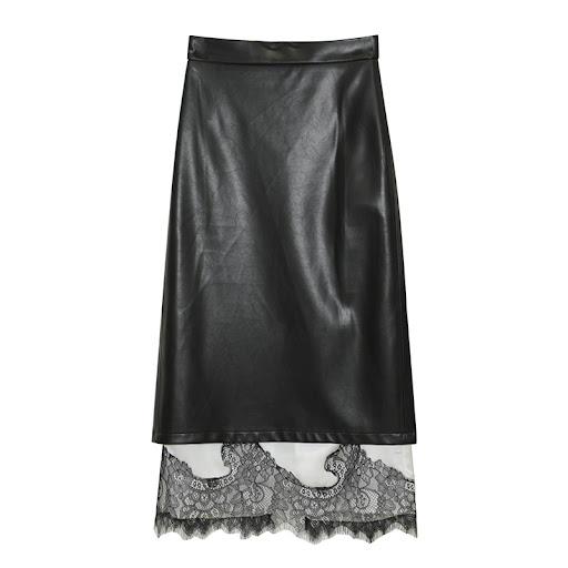 Title 5, Womens Lace Stitching Leather Skirt for a styl...