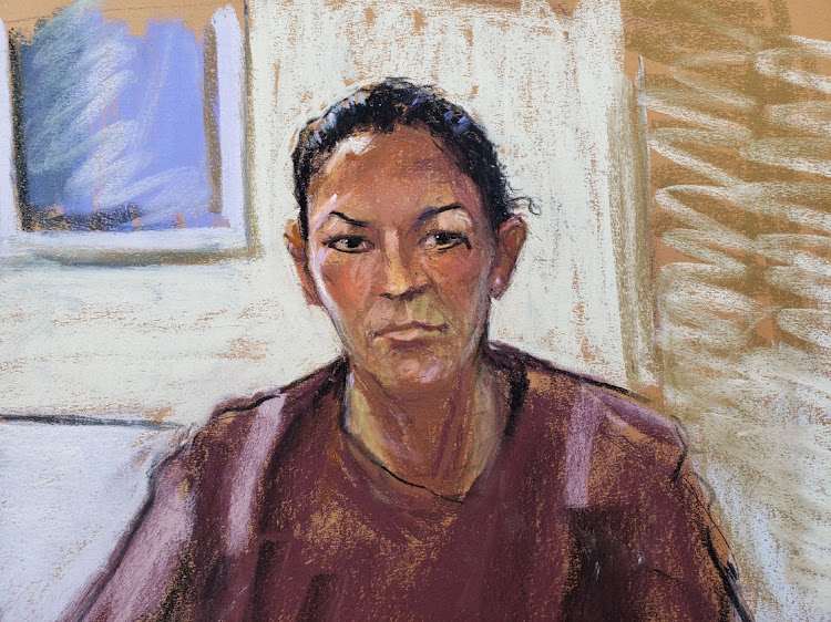 Ghislaine Maxwell appears via video link during her arraignment hearing where she was denied bail for her role aiding Jeffrey Epstein to recruit and eventually abuse of minor girls, in Manhattan Federal Court, in the Manhattan borough of New York City, New York, the US, in this courtroom sketch from July 14 2020. Picture: REUTERS/JANE ROSENBERG