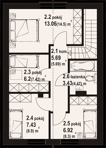 Gronów bb 70 - Rzut poddasza