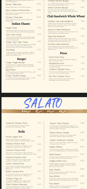 Salato cafe and restaurant menu 