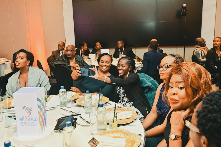 Radio Africa Group staff join Group CEO Patrick Qauarcoo among other winners in the Lifetime Achievement Award during the AllAfrica Gala Dinner and Excellence Award Ceremony at Glee Hotel in Runda, Nairobi on May 9, 2024