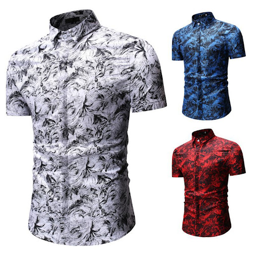 Title 4, Mens Casual Short-sleeved Floral Shirt