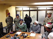 Chaplain-general Monwabisi Jamangile and Muslim Judicial Council (MJC) president Sheikh Irafaan Abrahams during a media briefing about SANDF soldiers wearing headscarves.