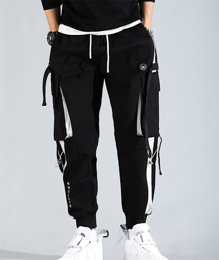 Title 4, Mens Overalls Stitching Drawstring Trousers, c...