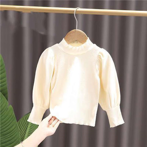 Title 3, Girls Stand Collar Long Sleeve Puff Sleeves Blo...
