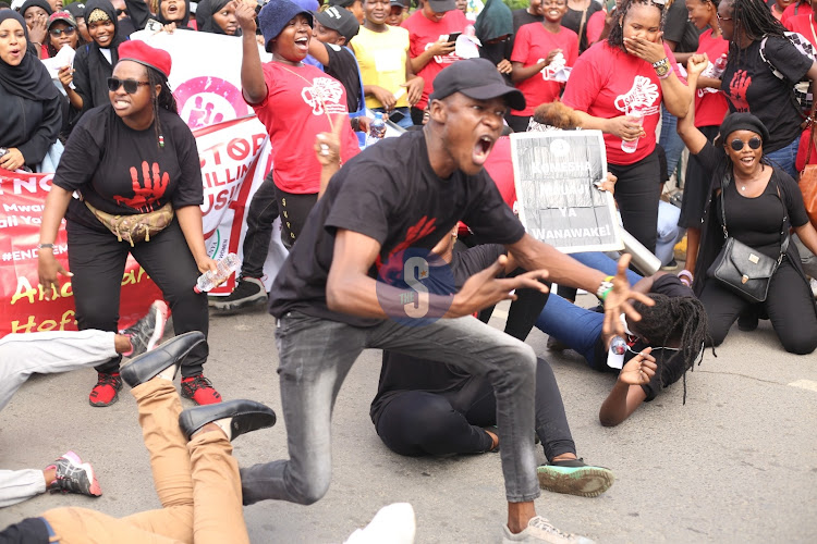 Edwin Samir, HRD joined women in their peaceful march against femicide in Mombasa on january 27, 2024.