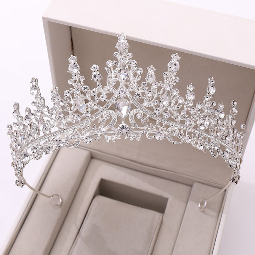 Title 6, Wedding Crown Tiara Necklace Set Chain. Enhance...