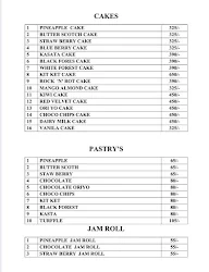 Vini's Baker Stop menu 3