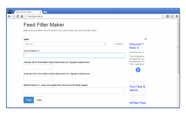 Feed Filter Maker chrome extension