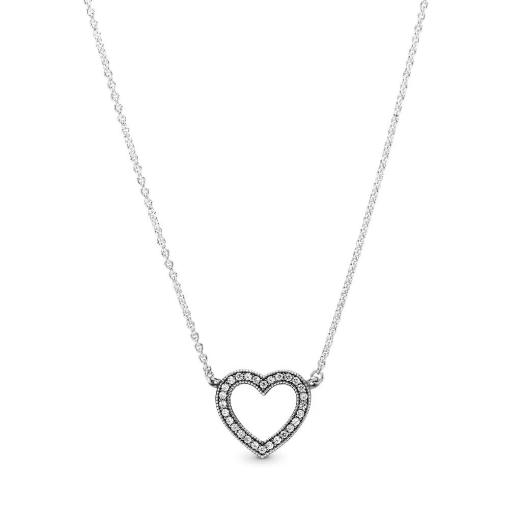 Title 2, S925 Sterling zilveren hart diamant ketting. Ee...