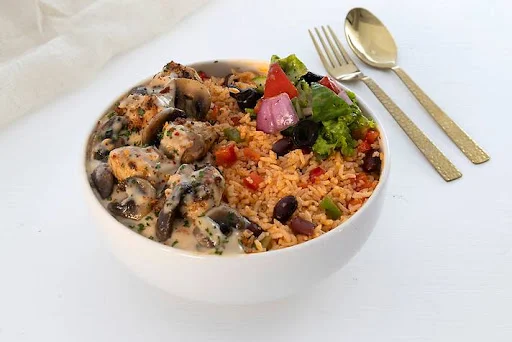Mushroom Veloute Chicken Rice Bowl