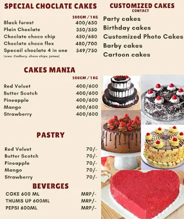 Standard Pastry Shop menu 