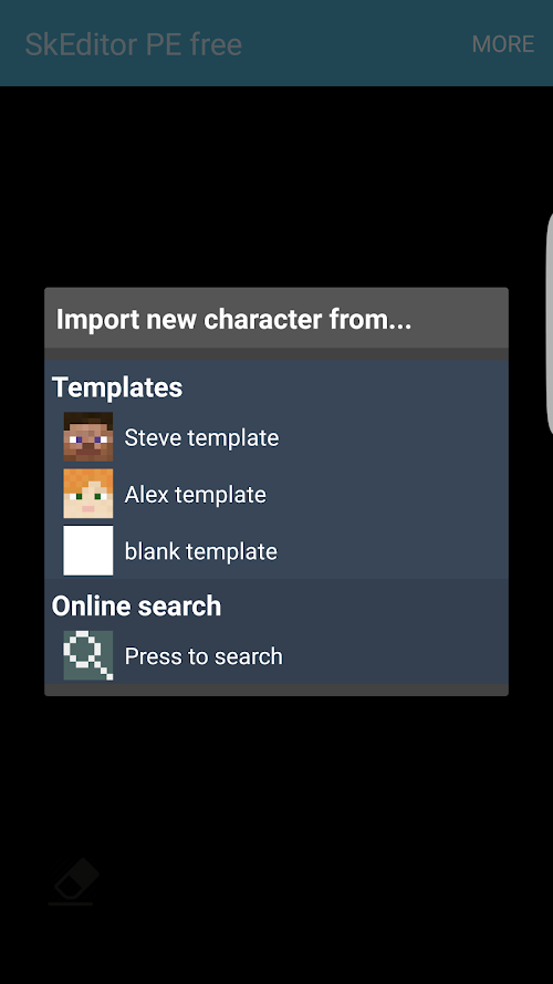 Android application Skin Editor 3D for Minecraft screenshort
