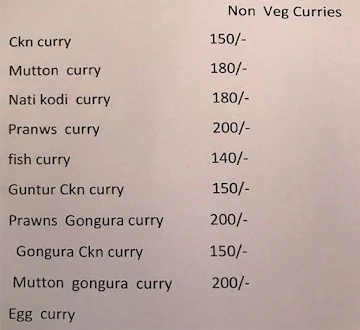 Guntur Andhra Mess menu 